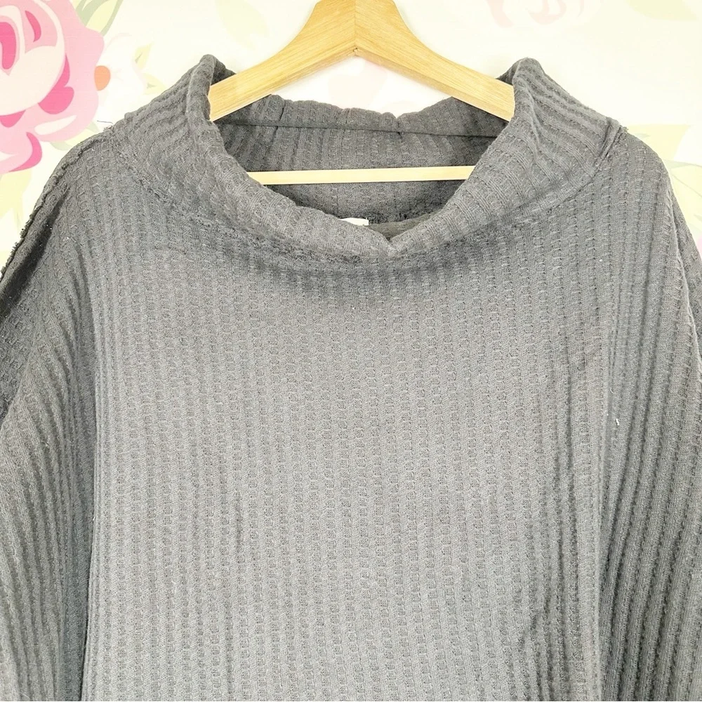 NEW Free People Juicy Thermal Black Long Sleeve Top S - Picture 5 of 12